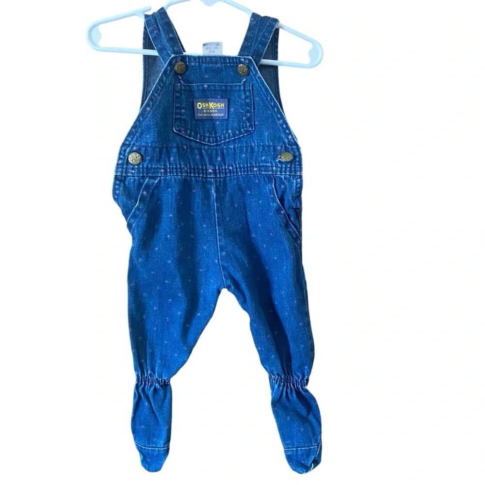 Vintage Oshkosh b’gosh Infant Girls Footed Floral Overall Feetie Pant 3/6 months